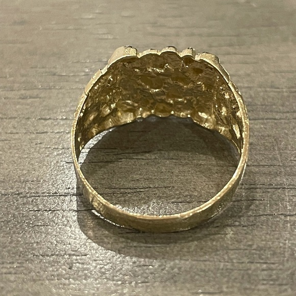 Brand New Mens 10K Real Gold Square Nugget Ring - Picture 4 of 9